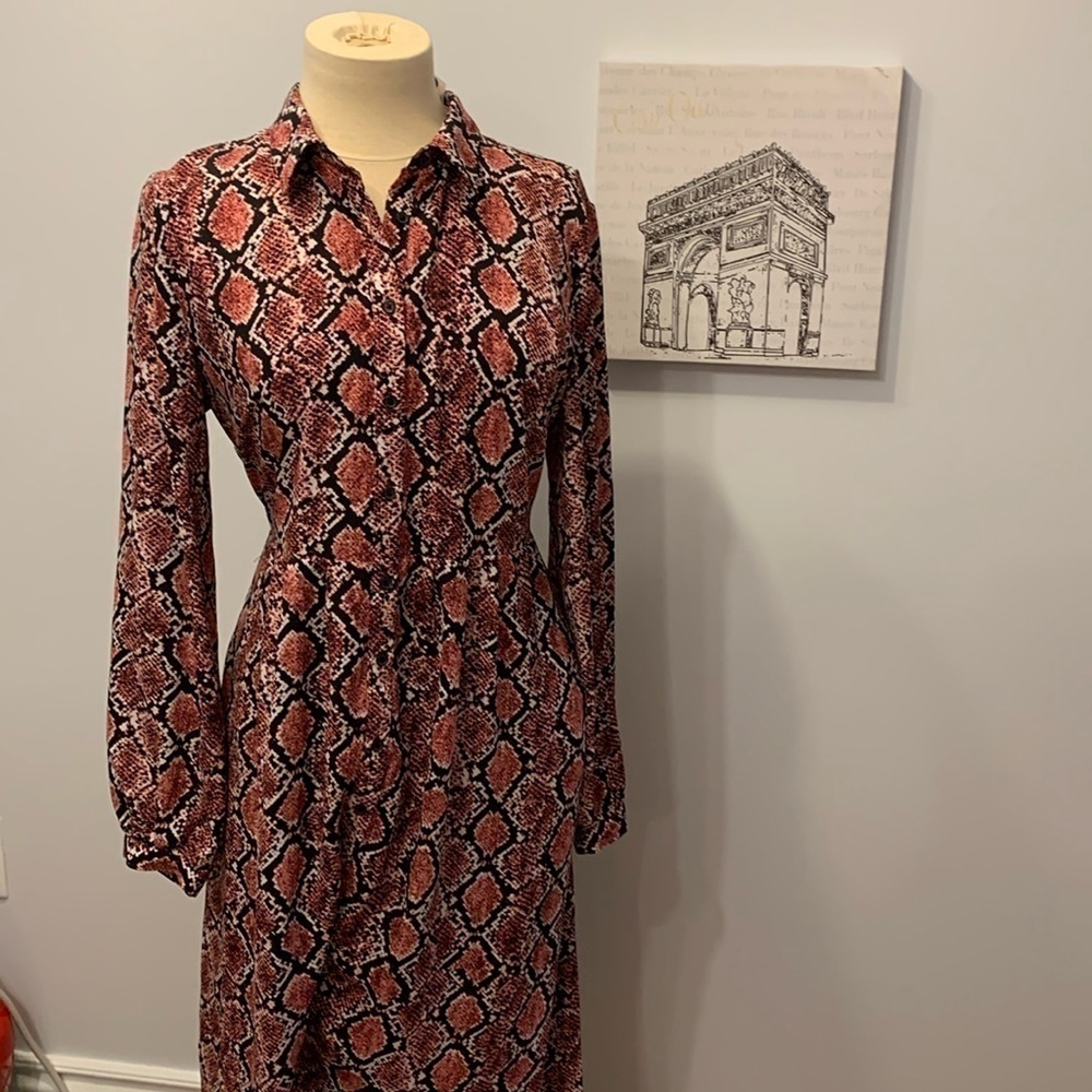 NWT Joe Fresh Rusty-Pink Button Front Maxi dress size Large